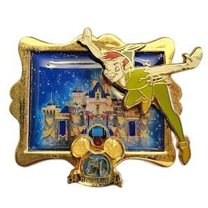 Disney Peter Pan Happiest Homecoming On Earth Framed Castle 50 Gold Frame Pin